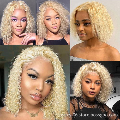 wholesale blonde curly wigs for black women hd lace pre plucked brazilian wigs transparent lace 613 blonde human hair wigs